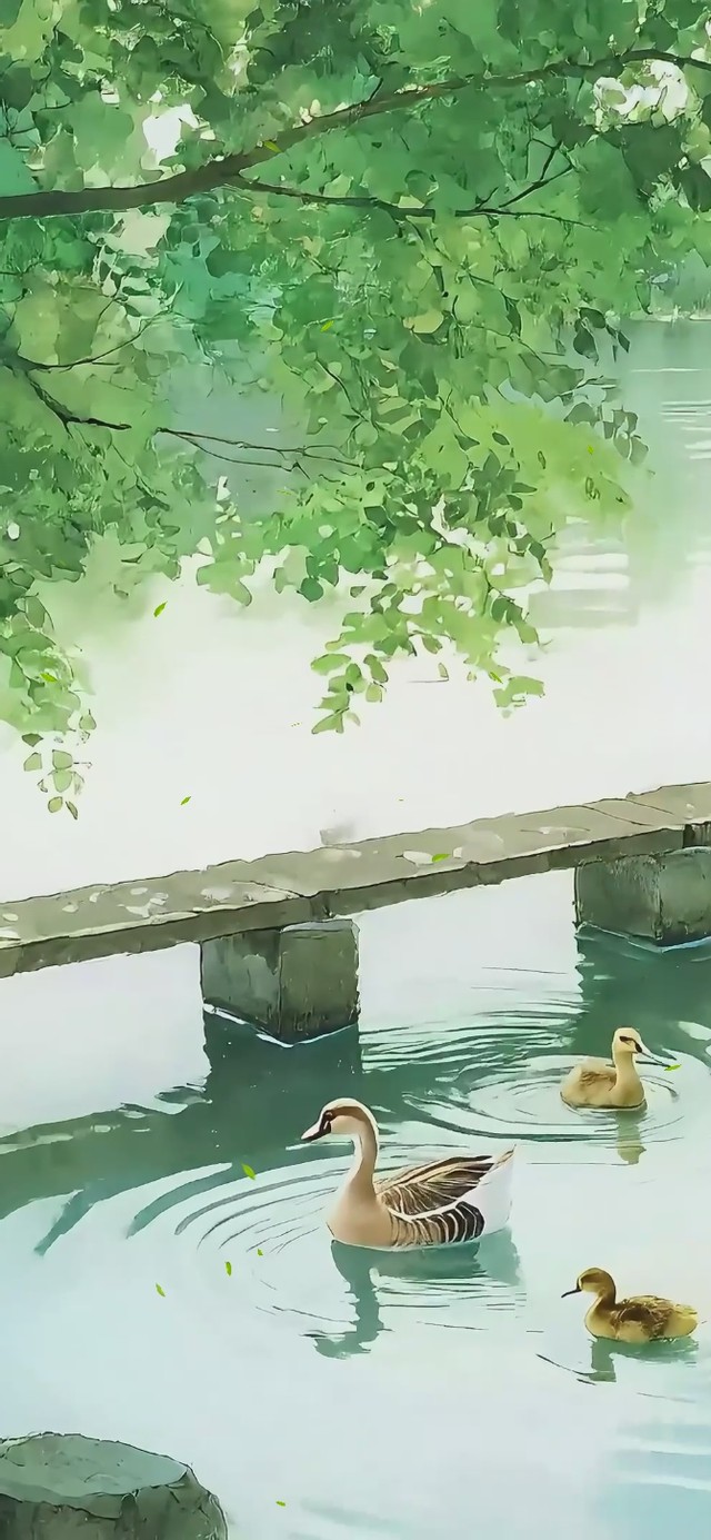治愈系：溪桥鸭群的夏日午后
