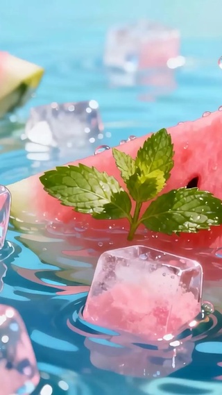 夏天西瓜冰块