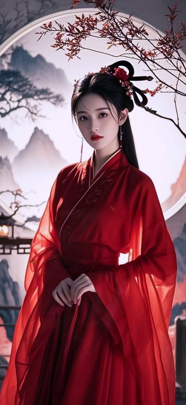 4K古风红衣美女