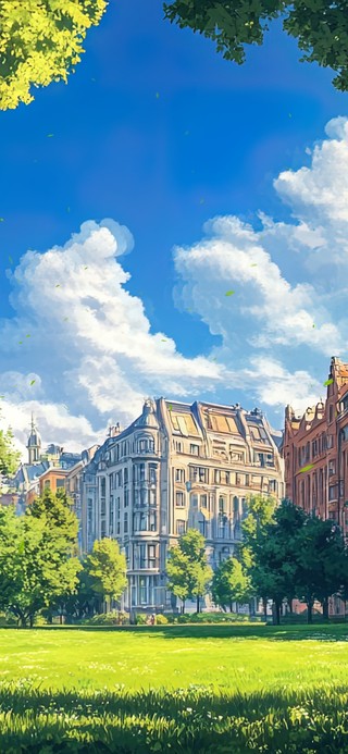 清新城市午后风景