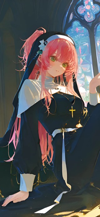 乱破-黑丝高跟鞋修女制服美女