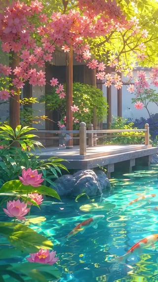 锦鲤荷塘