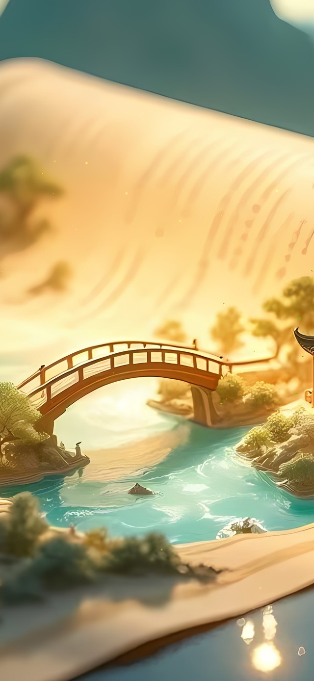 唯美黄昏山水画轴