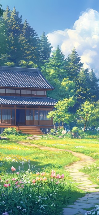 清新郊外小屋风景