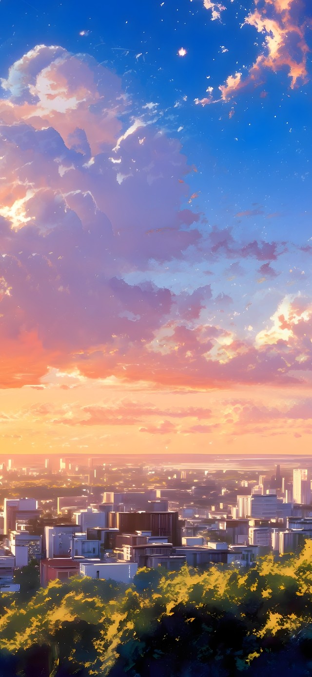 唯美的城市晚霞