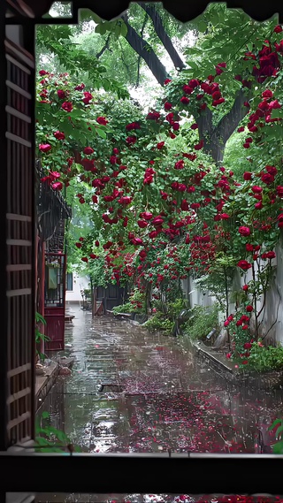雨中小院