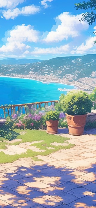 海边花园海景