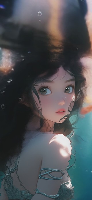 AI动画水中女孩