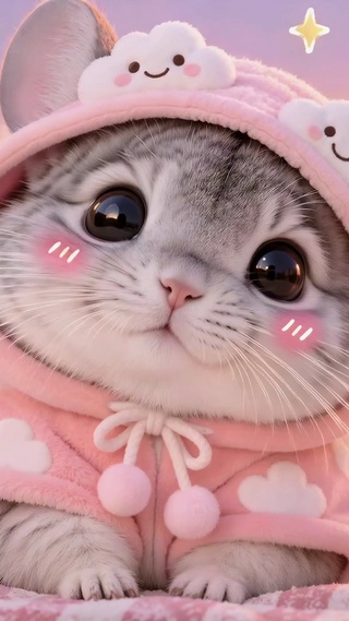 软萌可爱猫咪天台黄昏