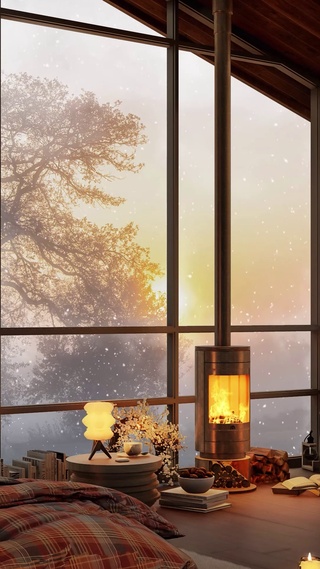 冬雪天温馨小屋