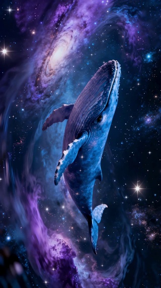 梦幻星空蓝鲸遨游