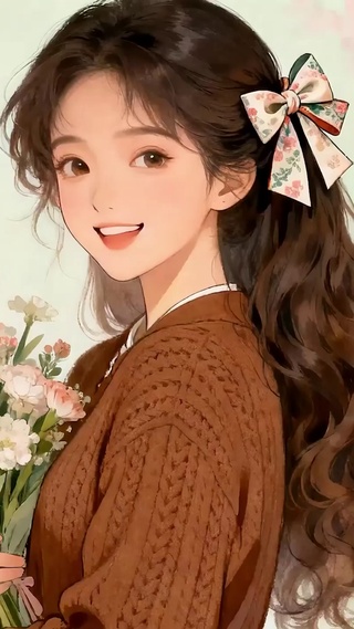 手拿鲜花的女孩