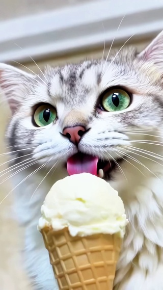 猫咪吃冰
