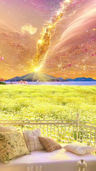 极光下的花海