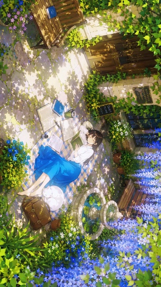 紫藤花下阅读的治愈少女