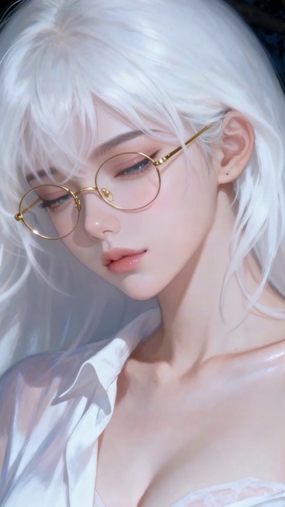 银发眼镜少女的夜林氛围感大片