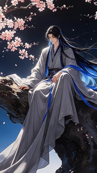 古风樱花树美男