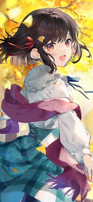 4K唯美银杏树下美少女