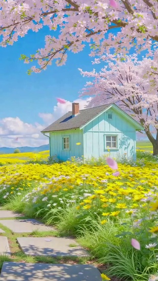 春日樱花花田治愈美景