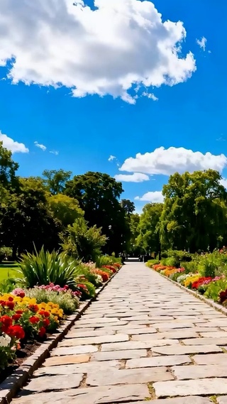 蓝天白云花草树木