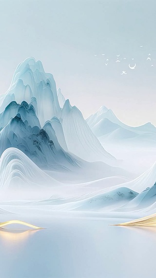 唯美国潮中国风水墨山水