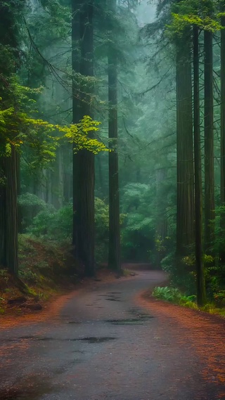 雨天森林小路