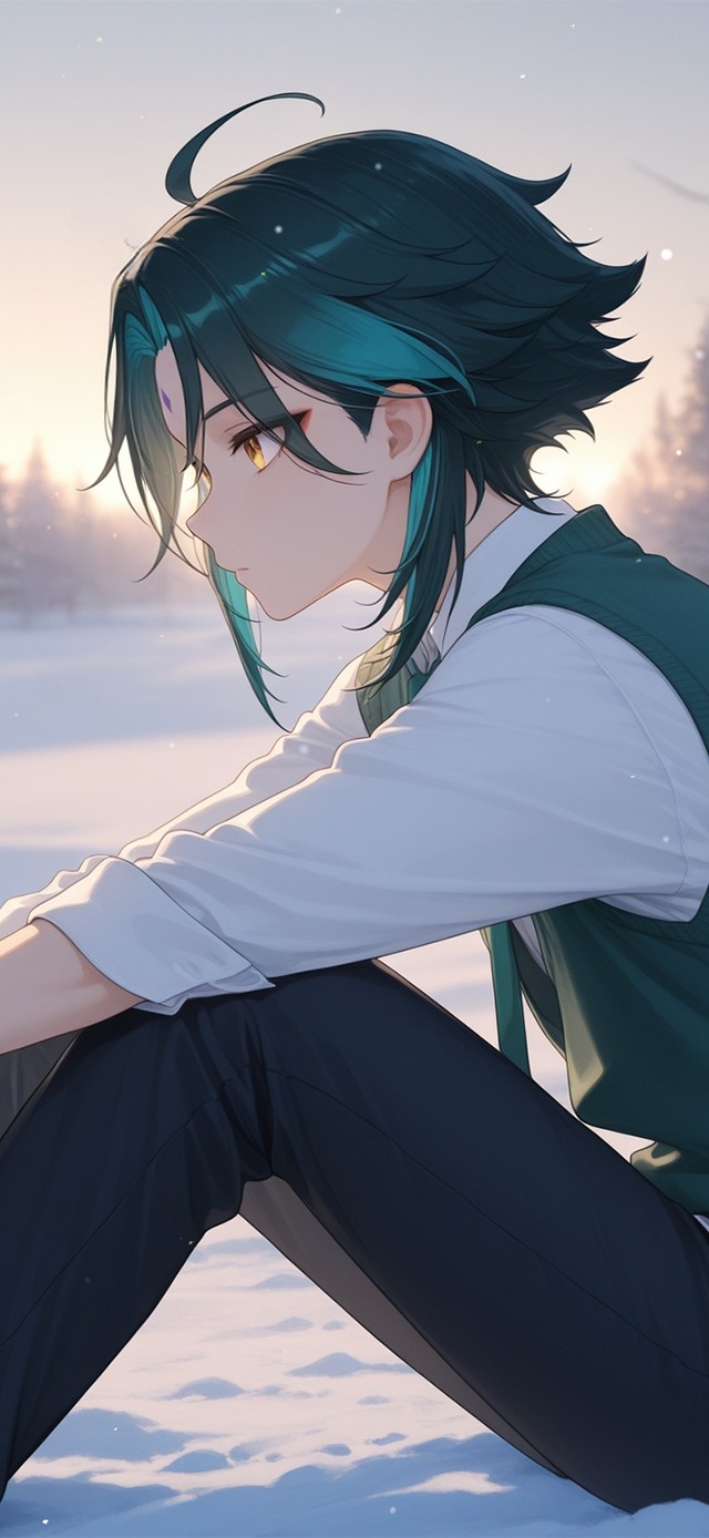 唯美雪景男孩