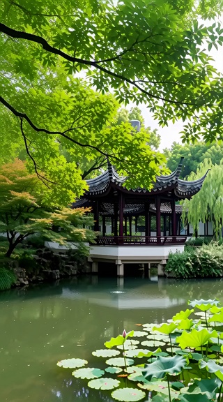 荷塘亭影清幽