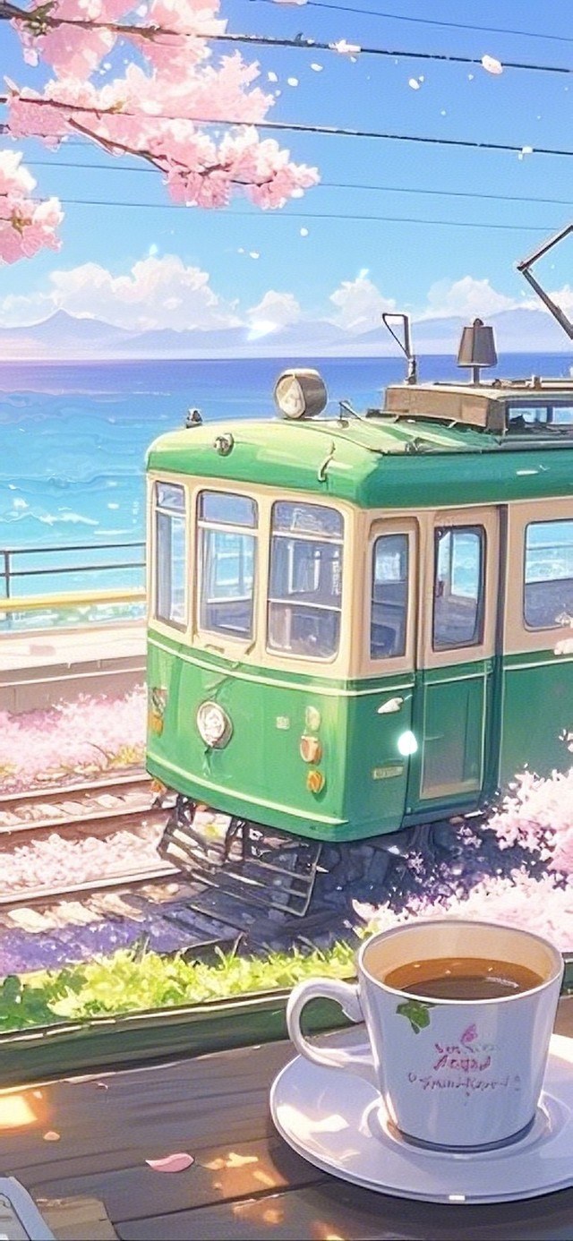 海边赏樱列车