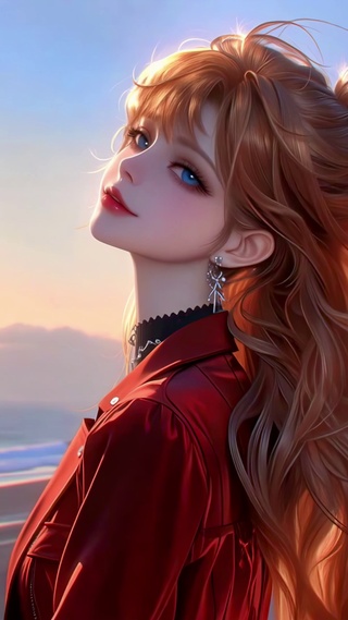 海风里的红衣少女