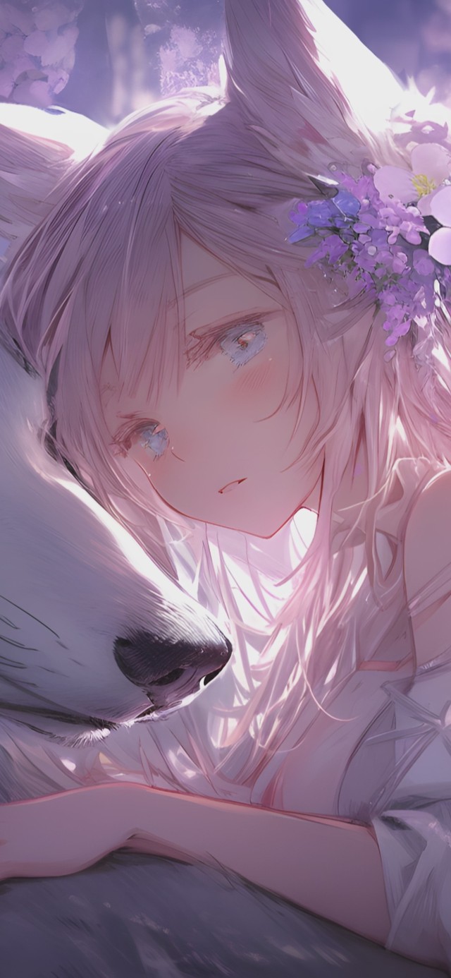 紫藤花下狼少女