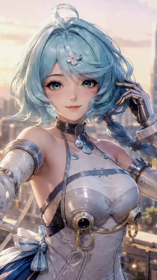 蓝发机甲少女