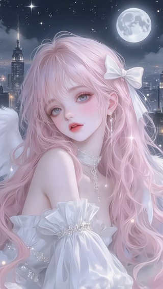 二次元粉发星月少女