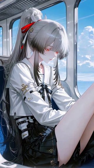 列车窗边看海少女绯雪