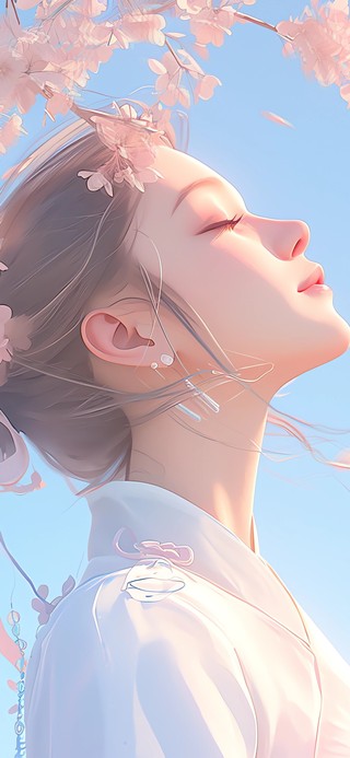 樱花下的古风美女