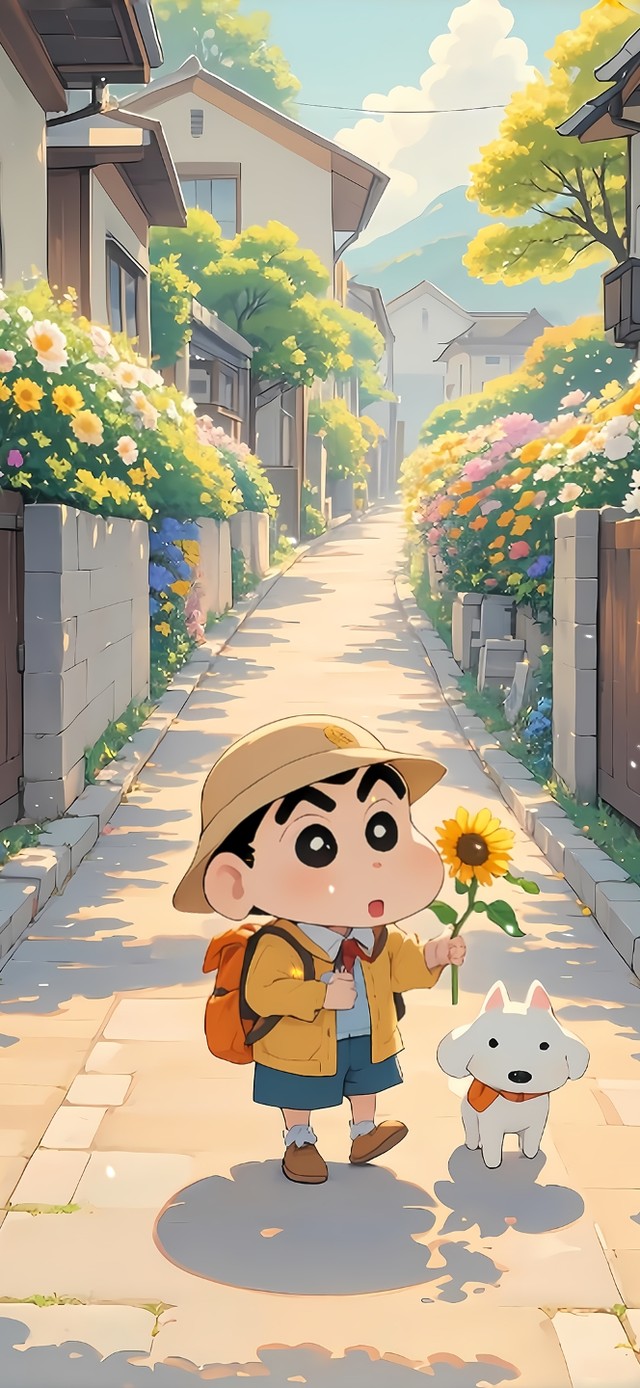 春天鲜花小巷的小新