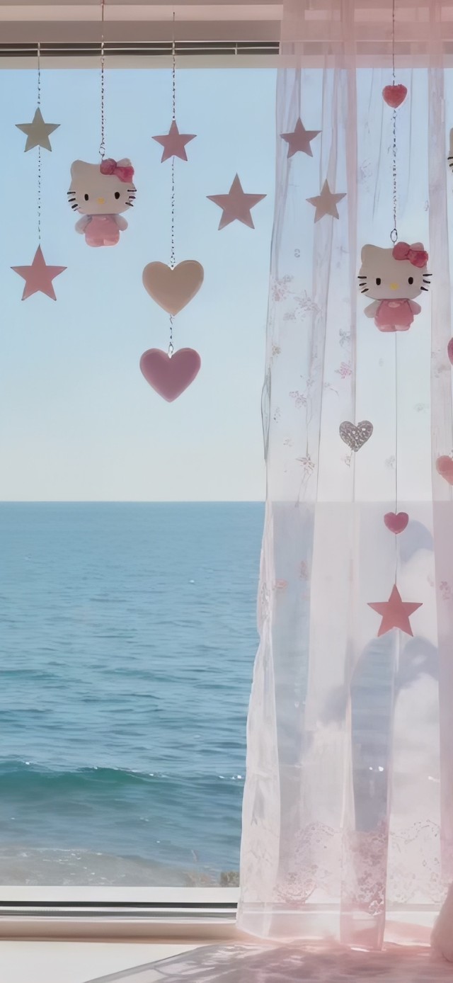 可爱粉色海景房间