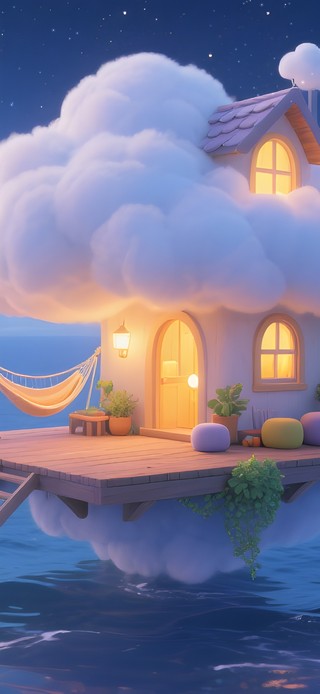 惬意的海面小屋