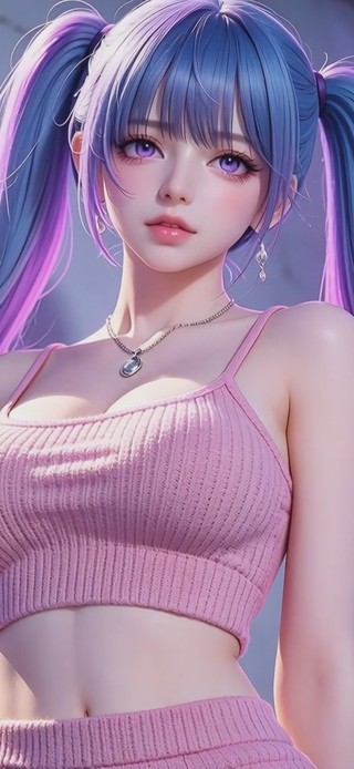 紫电双马尾女孩