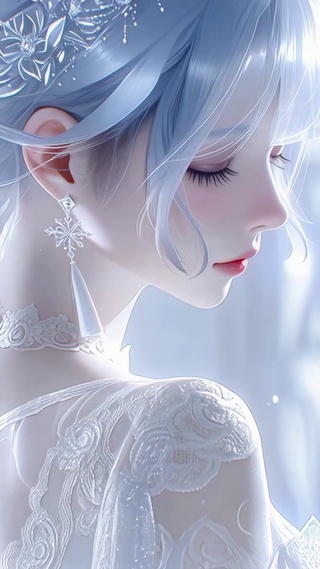 冰蓝白纱美女