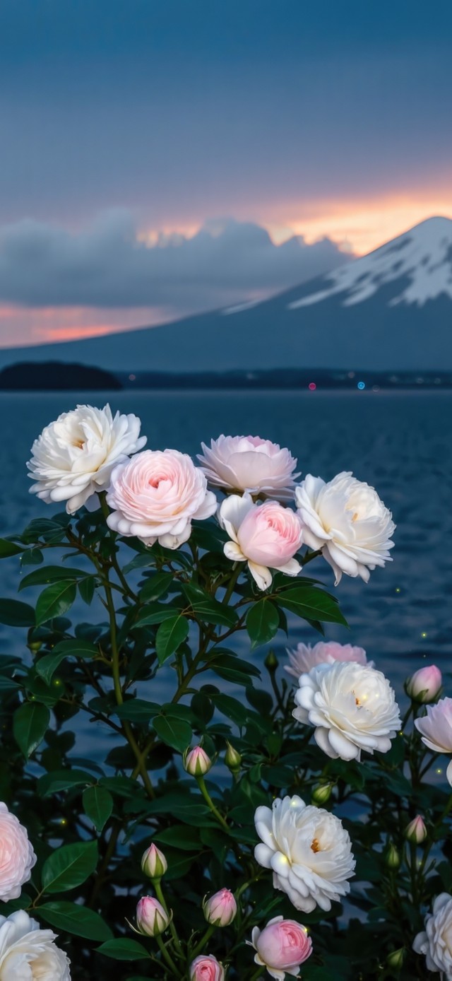 浪漫玫瑰花海富士山