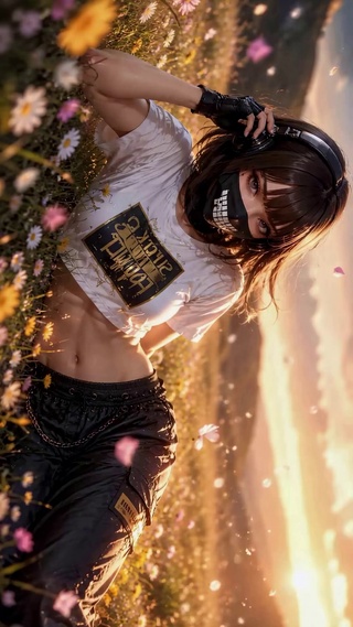 花海夕阳少女