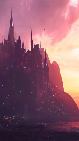 唯美治愈城堡晚霞海边