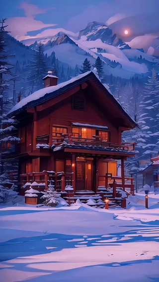 雪后小屋   4K  温暖
