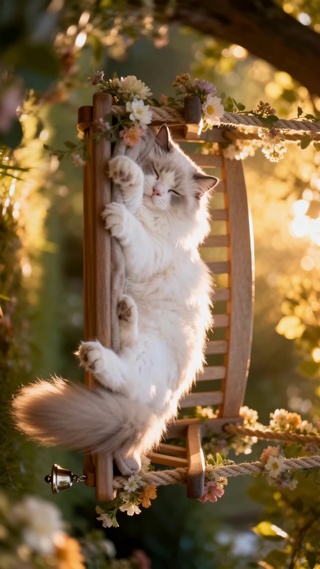 午后惬意秋千猫咪
