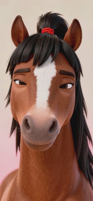 高马尾好奇小马