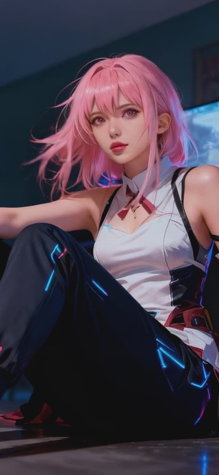 粉发少女