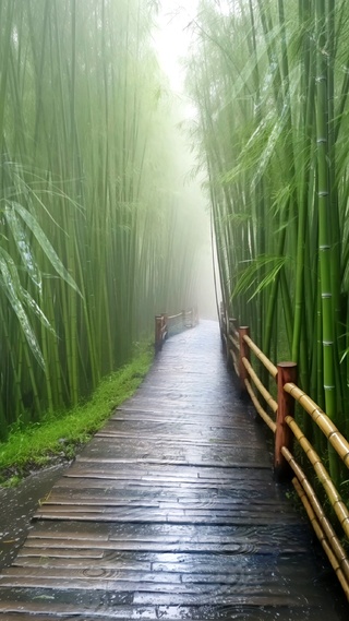 雨中竹林(风景手机动态壁纸) - 风景手机壁纸下载 - 元气壁纸