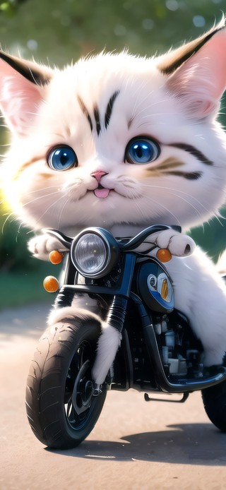 4k可爱摩托猫咪