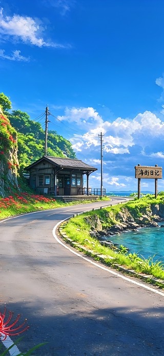 彼岸花与海公路